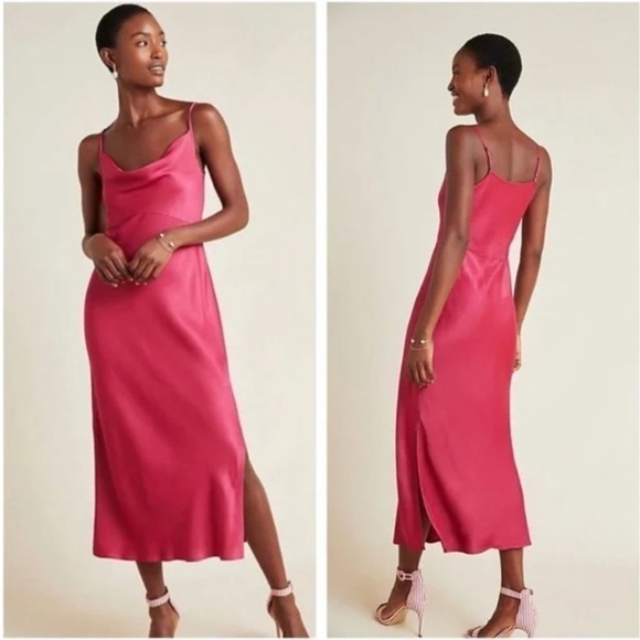 ANTHROPOLOGIE The Elyse Raspberry Slip Dress size XL - Picture 9 of 9